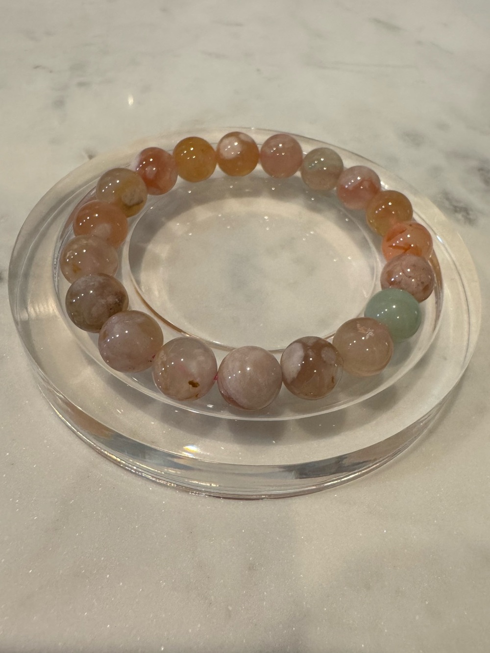 Natural Sukura Agate Beaded Stretchy Bracelet